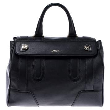 Pre Owned Bally Black Leather Top Handle Bag