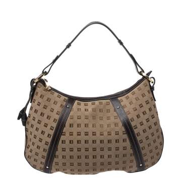 Pre Owned Bally Beige/Brown Canvas and Leather Hobo 