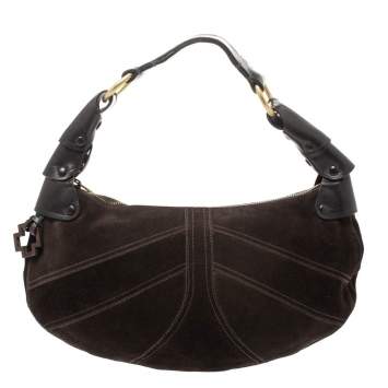 Pre Owned Bally Dark Brown Suede and Leather Hobo