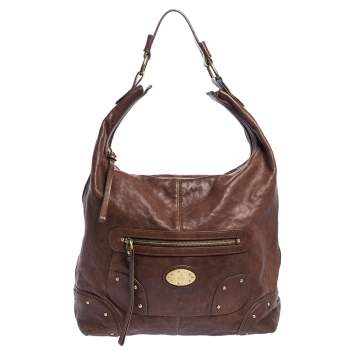 Pre Owned Bally Brown Leather Front Pocket Hobo