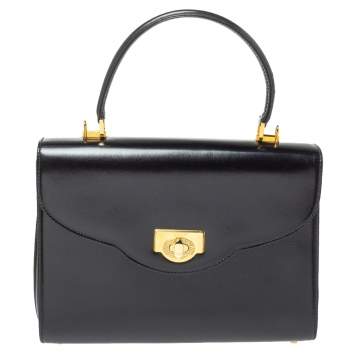 Pre Owned Bally Black Leather Vintage Top Handle Bag