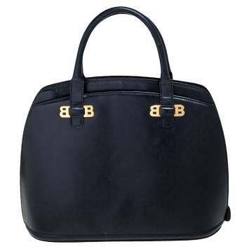 Pre Owned Bally Black leather Logo Top Handle Bag