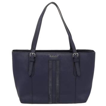 Pre Owned Bally Blue Leather Zip Tote