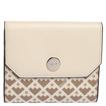 Pre Owned Bally Multicolor Print Leather Compact Wallet