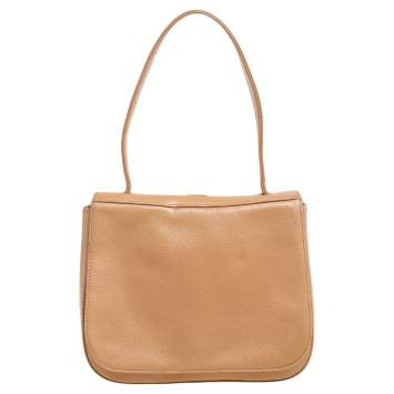 Pre Owned Bally Beige Leather Flap Top Handle Bag