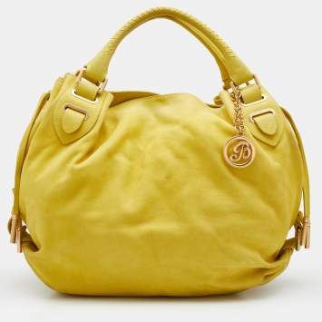 Pre Owned Bally Yellow Nubuck Leather Satchel