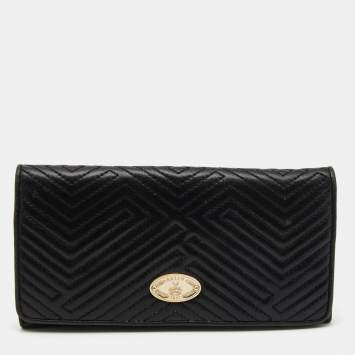 Pre Owned Bally Black Quilted Leather Continental Wallet