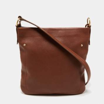 Pre Owned Bally Brown Leather Zip Messenger Bag