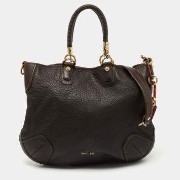 Pre Owned Bally Dark Brown Leather Chain Hobo