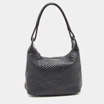 Pre Owned Bally Black Quilted Leather Zip Shoulder Bag