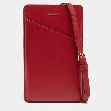 Pre Owned Bally Red Leather Document Crossbody Bag