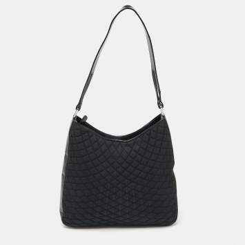 Pre Owned Bally Black Quilted Nylon Hobo