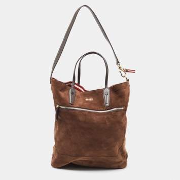 Pre Owned Bally Brown Suede and Leather Front Pocket Tote