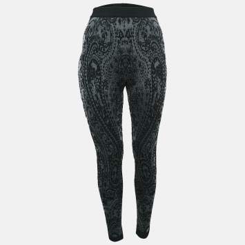 Pre Owned Balmain Black Jacquard Jersey Leggings S