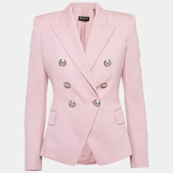 Pre Owned Balmain Pink Gabardine Double Breasted Blazer M