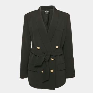 Pre Owned Balmain Black Crepe Double Breasted Blazer M