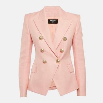 Pre Owned Balmain Pink Crepe Double Breasted Blazer S