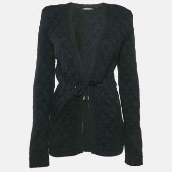 Balmain Black Patterned Wool Blend Cardigan S