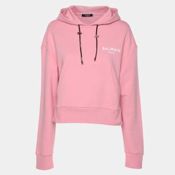 Balmain Pink Cotton Hoodie M