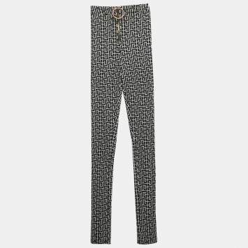 Balmain Black Patterned Knit Leggings S