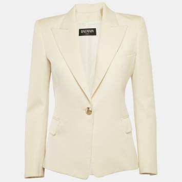 Balmain Cream Wool Tailored Blazer M