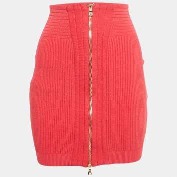 Balmain Pink Stretch Knit Mini Skirt M