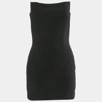 Pre Owned Balmain Black Velvet Strapless Mini Dress M