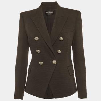 مملوكة مسبقًا Balmain Black Wool Blend Double Breasted Blazer M