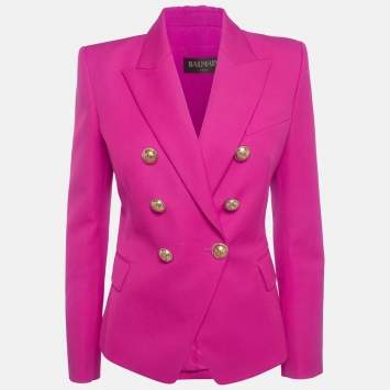 Pre Owned Balmain Pink Wool Double Breasted Blazer M