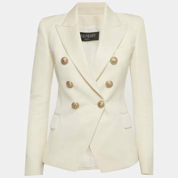 Pre Owned بليزر بلمان صوف وردي صفين أزرار مقاس متوسط