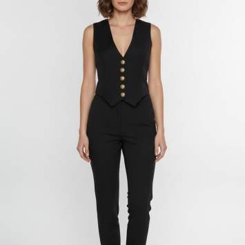 Pre Owned Balmain Black Wool V-Neck Sleeveless Vest S