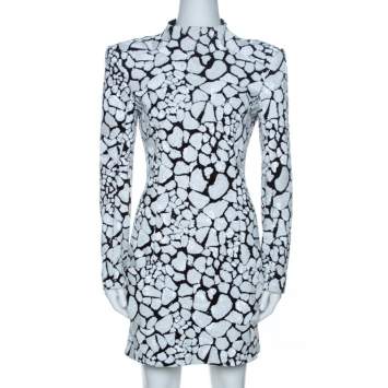 Pre Owned Balmain Monochrome Sequin Embellished Mini Dress M