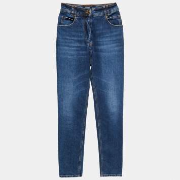 Pre Owned Balmain Blue Denim High Waisted Jeans S Waist 24"