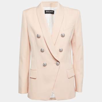Pre Owned Balmain Light Orange Wool Double Breasted Blazer M