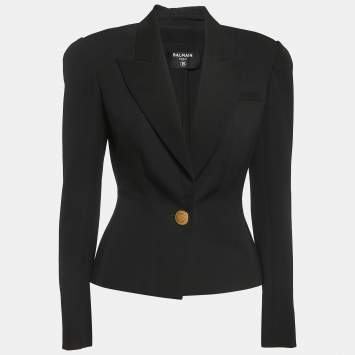 Pre Owned Balmain Black Wool Single-Button Blazer M