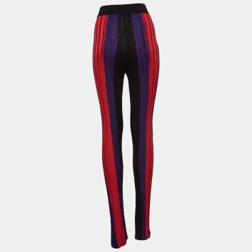 Pre Owned Balmain Multicolor Patterned Knit Elasticated Waist Pants S