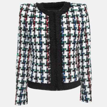 Pre Owned Balmain Multicolor Tweed Collarless Jacket M