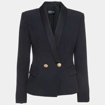 Pre Owned Balmain Black Crepe Double Breasted Blazer M