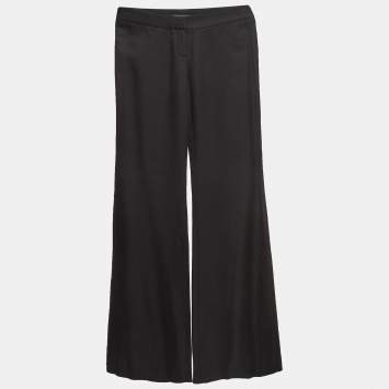 Pre Owned Balmain Black Gabardine Flared Trousers S