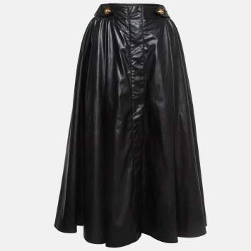 Pre Owned Balmain Black Faux Leather Long Skirt M