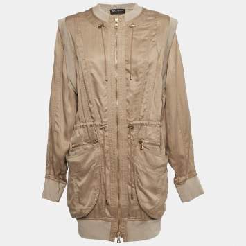 Pre Owned Balmain Beige Long Zip Front Jacket M