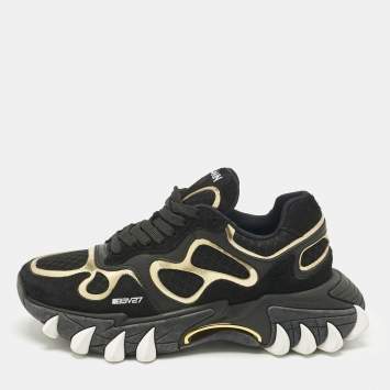 مملوكة مسبقًا حذاء رياضي بالمين جلد وزاك بني / ذهبي برباط مقاس 37