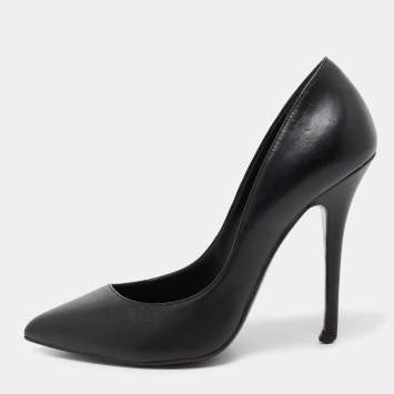 Pre Owned Balmain x Giuseppe Zanotti Black Leather Pointed-Toe Pumps Size 38.5