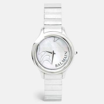 Pre Owned Balmain Mother of Pearl Stainless Steel 2351 Women's Wristwatch 38 mm