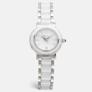 Pre Owned Balmain White Ceramic Stainless Steel B3896.33.22 Women's Wristwatch 29 mm