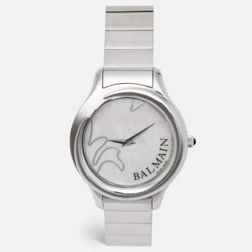 مملوكة مسبقًا Balmain 2351 White Mother Of Pearl Dial Stainless Steel Women's Wristwatch 38 mm
