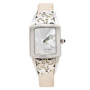 Pre Owned Balmain Mother of Pearl Stainless Steel Elysees Arabesques B3371.51.82 Women's Wristwatch 24 mm