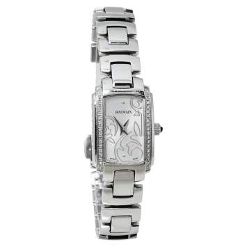 Pre Owned Pierre Balmain White Stainless Steel Diamonds 3655 Women's Wristwatch 19 x 27 mm
