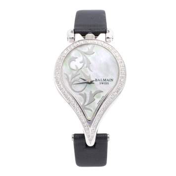 Pre Owned Balmain Mother of Pearl Stainless Steel Diamonds 3431 Women's Wristwatch 31 mm