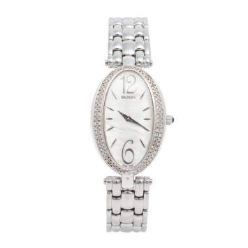 Pre Owned Balmain Mother of Pearl Stainless Steel Diamonds Ovation Mini 3271 Women's Wristwatch 28 mm